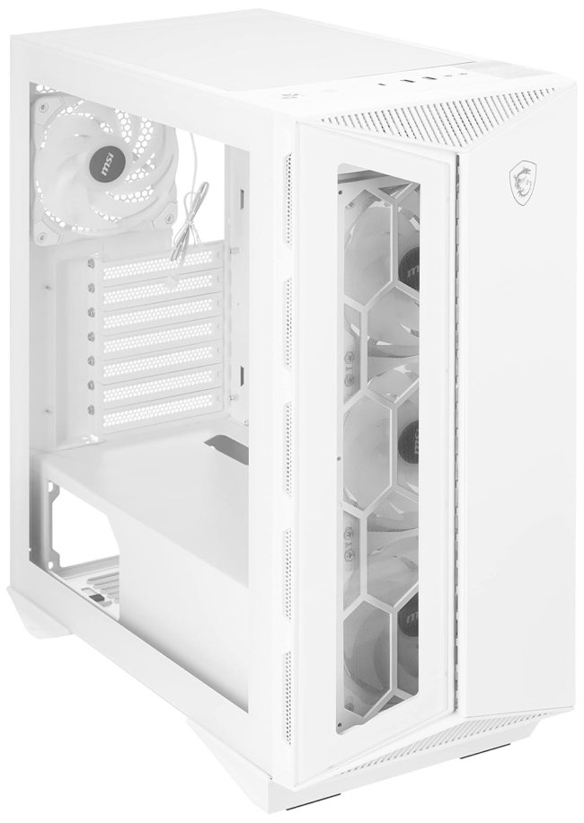 MSI MPG GUNGNIR 110R White - Premium Mid-Tower Gaming PC Case - Tempered Glass Side Panel - ARGB 120mm Fans - Liquid Cooling Support up to 360mm Radiator - White Color Case - Image 3