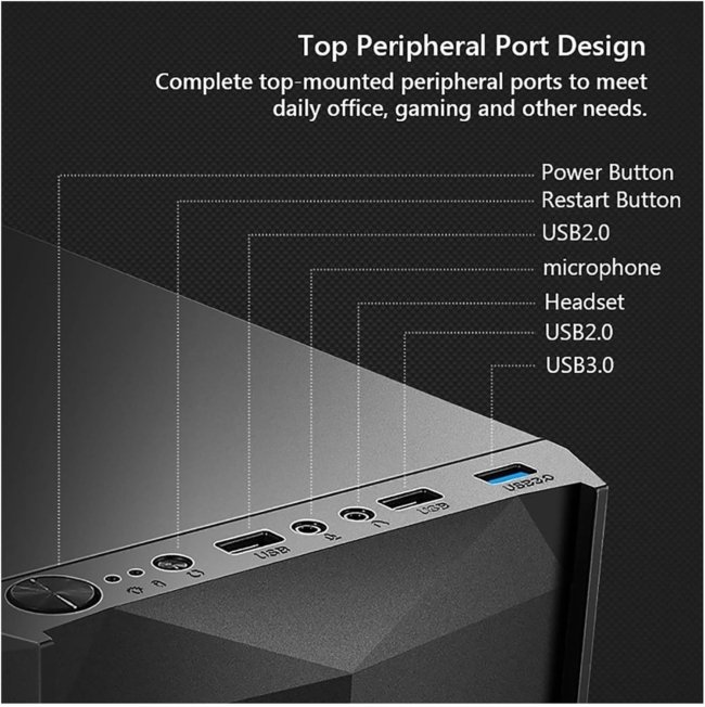 ARrase Computer Case, Supports ATX/M-ATX/ITX, Supports 290mm Graphics Card, Reserves 5 Fan Installation Positions, Supports Water Cooling - Image 6