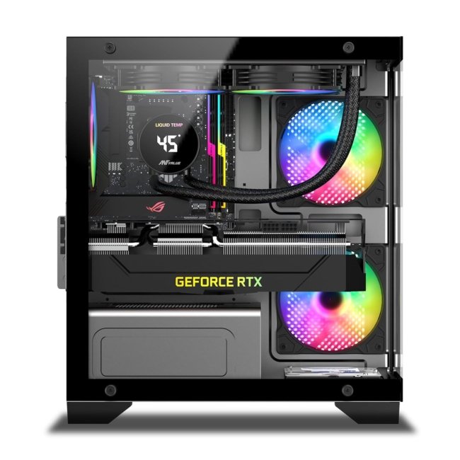 Ant Value Tempered_Glass CV200 Mid-Tower Computer Case/Gaming Cabinet - Black | Support M-ATX, M-ITX | Pre-Installed 3 Static RGB Fans - Image 4