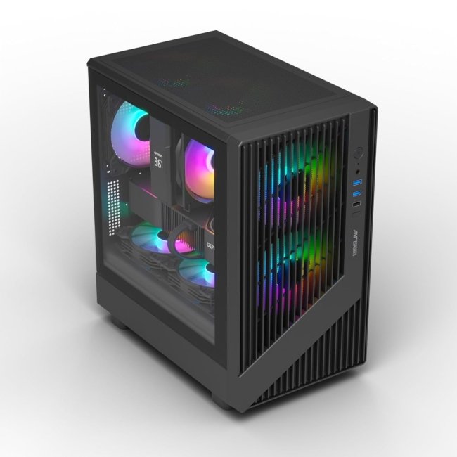 Ant Esports 120 Air Mini M-ATX Computer Case/Gaming Cabinet - Black | Support M-ATX, M-ITX | Pre-Installed 3 Static RGB Fans - Image 3