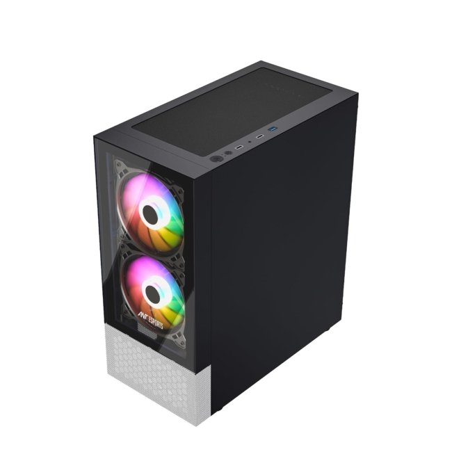 Ant Esports Pepper 5F Mid-Tower Dual Color Computer Case/Gaming Cabinet - Black/White | Support ATX, Micro-ATX, Mini-ITX | Pre-Installed 5 ARGB Fans - Image 3
