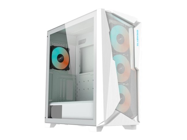 GIGABYTE C301 Glass White - White Mid Tower PC Gaming Case, Tempered Glass, USB Type-C, 4X ARBG Fans Included (GB-C301GW)