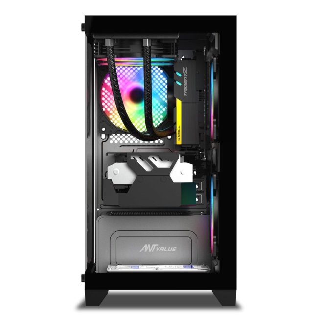 Ant Value Tempered_Glass CV200 Mid-Tower Computer Case/Gaming Cabinet - Black | Support M-ATX, M-ITX | Pre-Installed 3 Static RGB Fans - Image 3