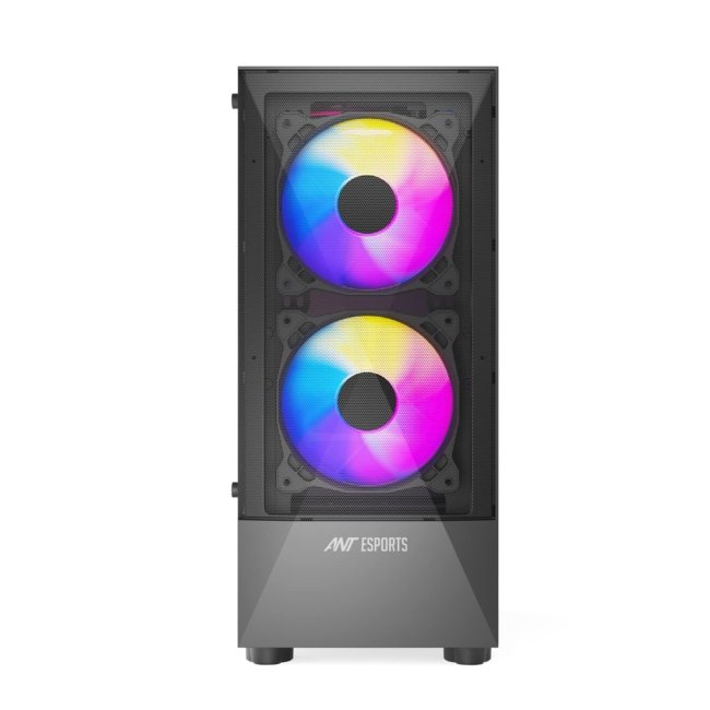 Ant Esports ICE-100 Mid-Tower Computer Case/Gaming Cabinet - Black | Supports ATX, Micro-ATX, Mini-ITX | Pre-Installed 2 x 140mm Front Fans and 1 x 140 mm Rear Fan - Image 2