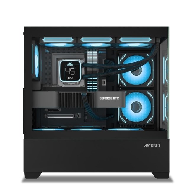 Ant Esports Crystal Z3 Mid-Tower Computer Case/Gaming Cabinet – Black | Support ATX, M-ATX, ITX | Pre-Installed 3 ARGB Fans - Image 8
