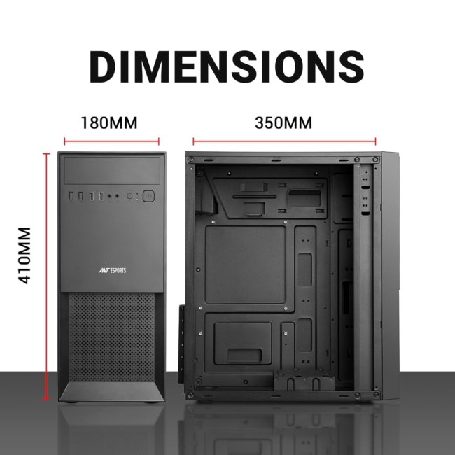 Ant Esports Si25 Value Series Mid-Tower Computer Case/Gaming Cabinet - Black | Support ATX, Micro- ATX, Mini-ITX | Pre-Installed 1 Rear Fan - Image 9