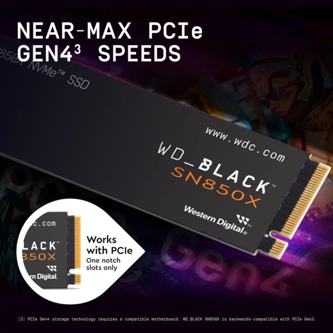 Western Digital WD Black SN850X NVMe 1TB, Upto 7300MB/s R, 6300MB/s W, 5Y Warranty, PCIe Gen 4 NVMe M.2 (2280), Gaming Storage, Internal Solid State Drive (SSD) (WDS100T2X0E) - Image 3