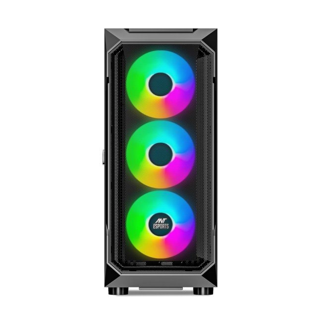 Ant Esports ICE- 410TG Mid- Tower Computer Case/Gaming Cabinet with Type C - Black | Support E-ATX, ATX, M-ATX, ITX | Pre-Installed 3 x 120 mm ARGB Front Fans and 1 x 120mm ARGB Rear Fan - Image 2