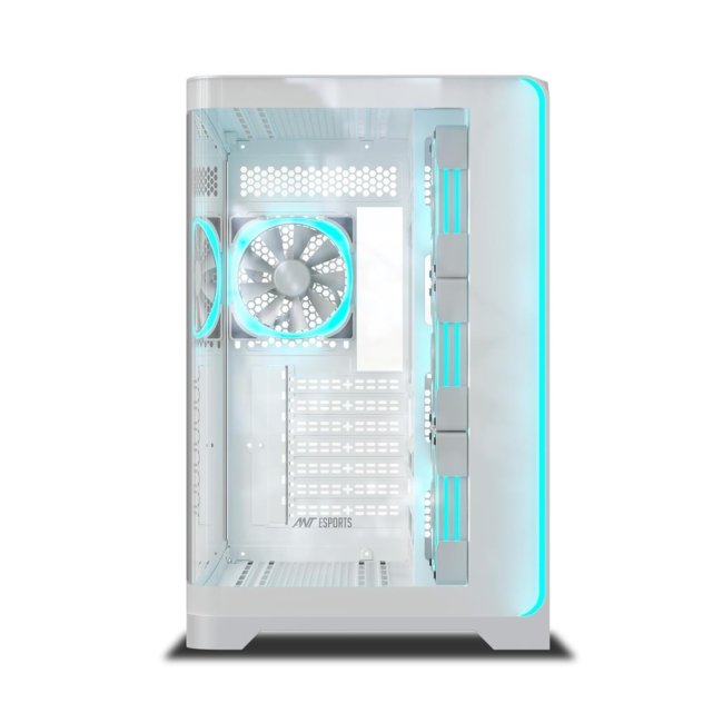 Ant Esports Crystal ARC Mid-Tower ATX Computer Case / Gaming Cabinet - White |Front Curved Glass|Support ATX, Micro-ATX, Mini-ITX | Pre-Installed 4 ARGB-PWM Fans - Image 6