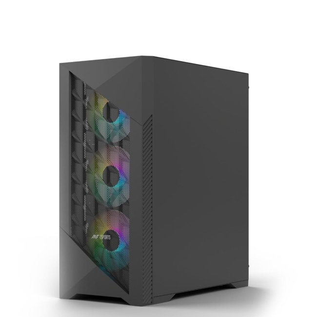 Ant Esports ICE- 270M 6F Mid-Tower Computer Case/Gaming Cabinet with Front Mesh Panel- Black | Support ATX, Micro-ATX, Mini-ITX | Pre-Installed 6 Static RGB Fans - Image 3