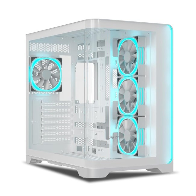 Ant Esports Crystal ARC Mid-Tower ATX Computer Case / Gaming Cabinet - White |Front Curved Glass|Support ATX, Micro-ATX, Mini-ITX | Pre-Installed 4 ARGB-PWM Fans