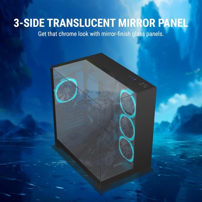 Ant Esports Crystal Mirror Mid-Tower ATX Computer Case/Gaming Cabinet - Black |3-Side Glass with Mirror| Support ATX, Micro-ATX, Mini-ITX | Pre-Installed 4 ARGB PWM Fans - Image 5