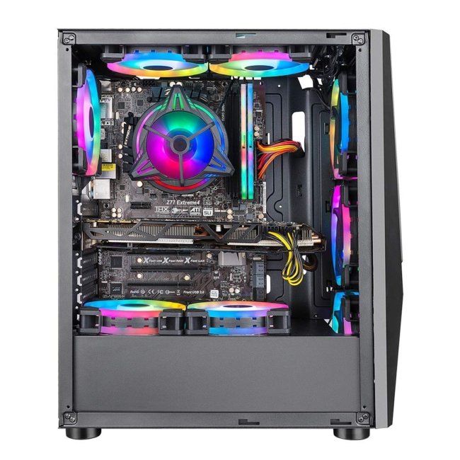 Ant Esports ICE-130AG Mid Tower Computer Case I Gaming Cabinet Supports ATX, Micro-ATX, Mini-ITX Motherboard with Transparent Side Panel 1 x 120 mm Rear Fan Preinstalled - Black - Image 6