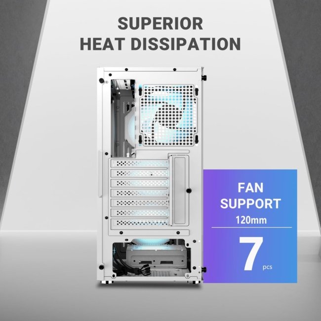 Ant Esports ICE- 112 Mid- Tower Computer Case/Gaming Cabinet - White | Support ATX, Micro-ATX, ITX | Pre-Installed 3 Front Fans & 1 Rear Fan - Image 5