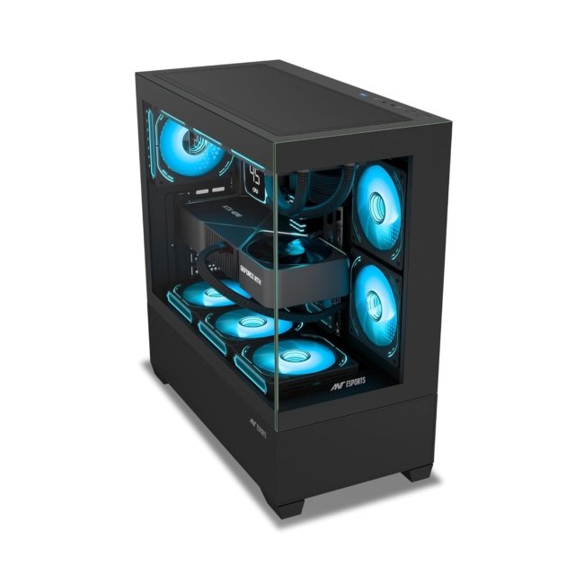 Ant Esports Crystal Z3 Mid-Tower Computer Case/Gaming Cabinet – Black | Support ATX, M-ATX, ITX | Pre-Installed 3 ARGB Fans - Image 9