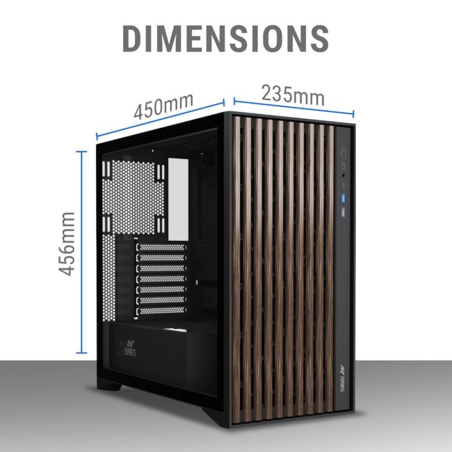 Ant Esports Zen Wood C3 Mid-Tower Computer Case/Gaming Cabinet - Black | Support ATX, Micro-ATX, Mini-ITX - Image 8