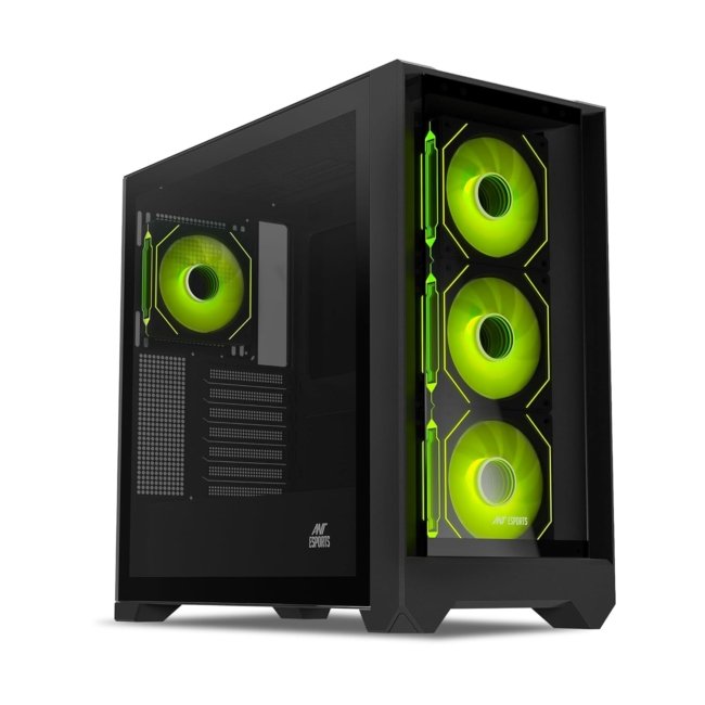 Ant Esports 621 C3 ATX Mid-Tower Computer Case/Gaming Cabinet with Type-C | Support ATX, Micro-ATX, Mini-ITX | Pre-Installed 4 Rear ARGB Infinity Mirror Fans (Black)