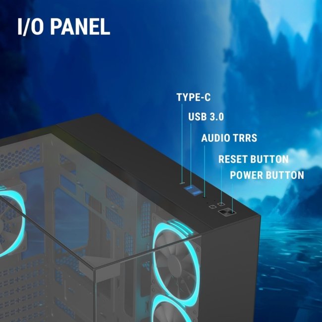 Ant Esports Crystal Mirror Mid-Tower ATX Computer Case/Gaming Cabinet - Black |3-Side Glass with Mirror| Support ATX, Micro-ATX, Mini-ITX | Pre-Installed 4 ARGB PWM Fans - Image 6
