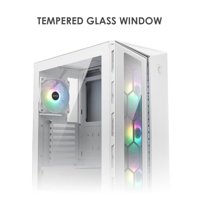 MSI MPG GUNGNIR 110R White - Premium Mid-Tower Gaming PC Case - Tempered Glass Side Panel - ARGB 120mm Fans - Liquid Cooling Support up to 360mm Radiator - White Color Case - Image 2