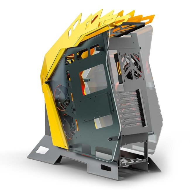 Ant Esports Cypher G7 Mid-Tower ATX Computer Case/Gaming Cabinet - Black-Yellow | Support ATX, Micro-ATX, Mini-ITX | Pre-Installed 6 ARGB-PWM Remote Controlled Fans - Image 5