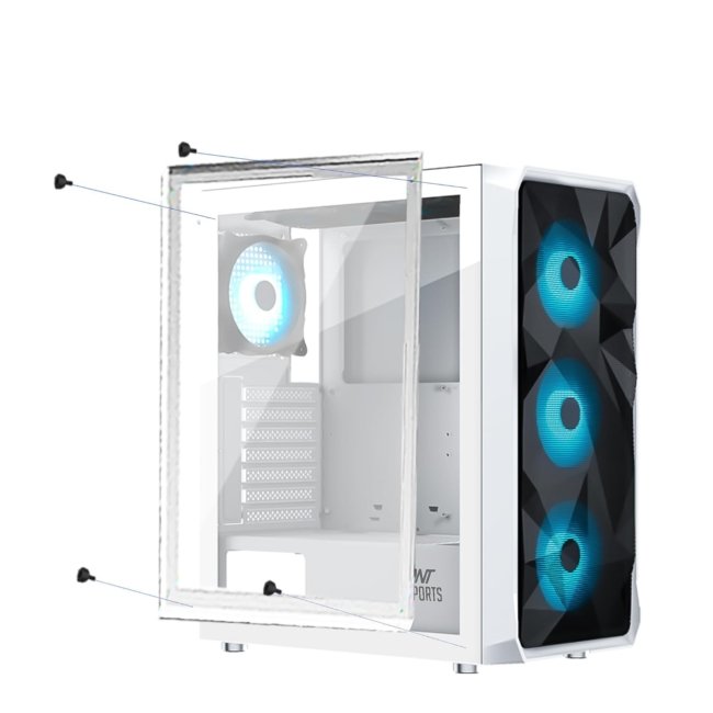 Ant Esports ICE- 112 Mid- Tower Computer Case/Gaming Cabinet - White | Support ATX, Micro-ATX, ITX | Pre-Installed 3 Front Fans & 1 Rear Fan - Image 7