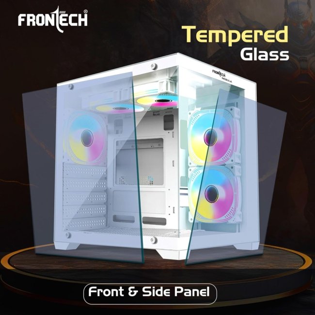 FRONTECH Premium Nebula Gaming Computer Cabinet/Gaming Computer Case with 5 X RGB Fan and Tempered Glass - High Performance| USB 1.1| USB 3.0| Washable Dust Filter| HD Audio (FT-4290) - Image 5