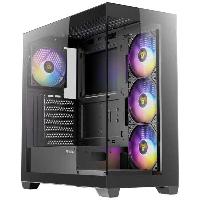 Antec Plastic Cx300 RGB Elite Black with Panoramic 270 Degree View,Vertical Cooling,4X 120Mm Pre Installed RGB Fans,420Mm Gpu Support,ATX Mid Tower Gaming Cabinet