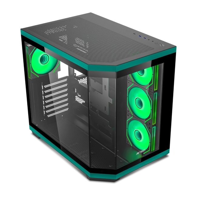 Ant Esports Crystal X11 Mid-Tower High End Computer Case/Gaming Cabinet - Green Black | Support ATX, Micro-ATX, Mini-ITX | Pre-Installed 4 x 120 mm ARGB Fan - Image 2