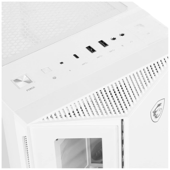MSI MPG GUNGNIR 110R White - Premium Mid-Tower Gaming PC Case - Tempered Glass Side Panel - ARGB 120mm Fans - Liquid Cooling Support up to 360mm Radiator - White Color Case - Image 6