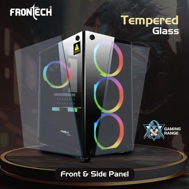 FRONTECH Premium and Gaming Computer Cabinet/Gaming Computer Case with 4 x 120 mm RGB Fan and Front and Side Glass Panel | USB 1.1| USB 3.0| HD Audio (FT-4342) - Image 2