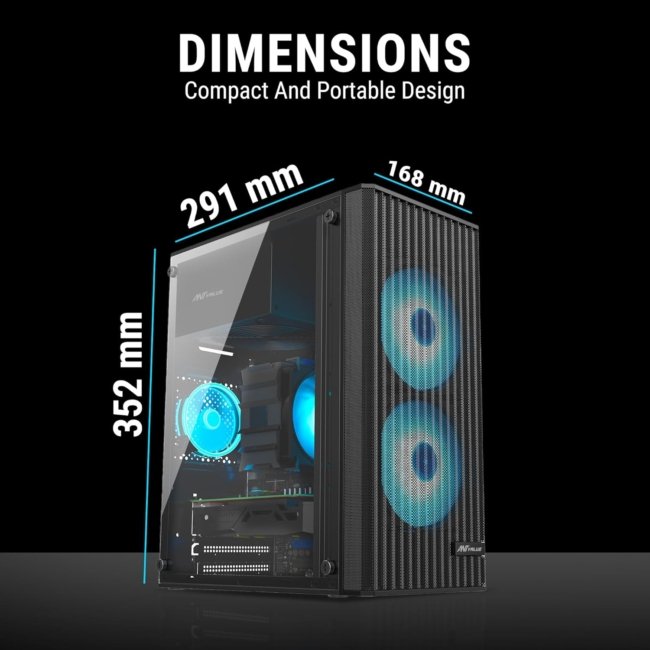 Ant Value Acrylic Vm10 Mid-Tower Computer Case/Gaming Cabinet - Black Support M-ATX,Itx, Pre-Installed 2 Front Rainbow Fans - Image 7