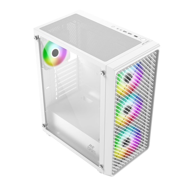 Ant Esports 211 Air Mid-Tower Computer Case I Gaming Cabinet - White | Support ATX, M-ATX, ITX | Pre-Installed 3 x 120mm ARGB Front Fan & 1 x 120mm ARGB Rear Fan - Image 4