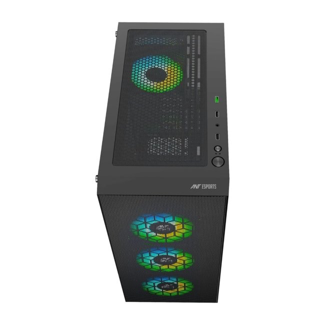 Ant Esports ICE-110 Mid-Tower Computer Case/Gaming Cabinet - Black | Supports E-ATX, ATX, Micro-ATX, Mini-ITX | Pre-Installed 3 x 120mm Front Fans and 1 x 120 mm Rear Fan - Image 4