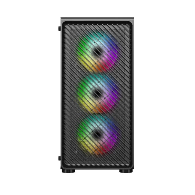 Ant Esports 211 Air Mid-Tower Computer Case/Gaming Cabinet - Black | Support ATX, M-ATX, ITX | Pre-Installed 3 x 120mm ARGB Front Fan & 1 x 120mm ARGB Rear Fan - Image 2