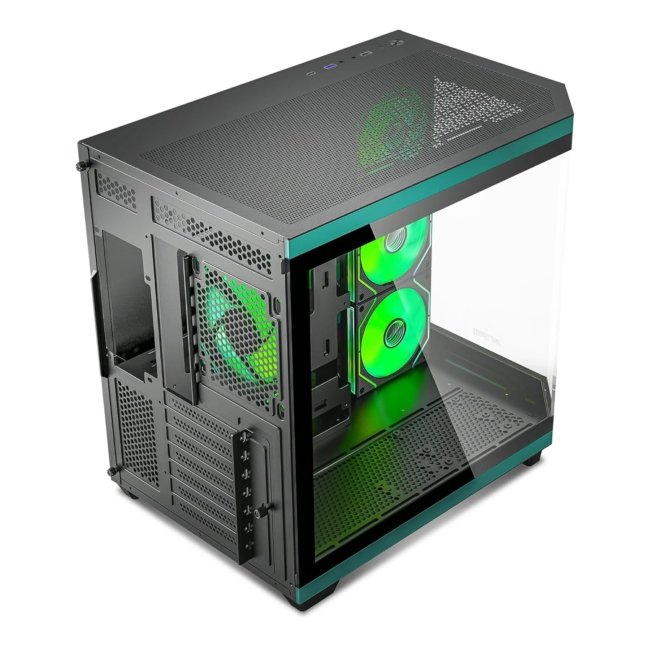 Ant Esports Crystal X11 Mid-Tower High End Computer Case/Gaming Cabinet - Green Black | Support ATX, Micro-ATX, Mini-ITX | Pre-Installed 4 x 120 mm ARGB Fan - Image 4