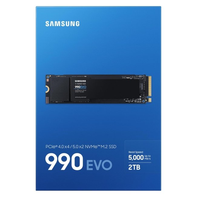 Samsung 990 EVO SSD 2TB, PCIe 5.0 x2 M.2 2280, Speeds Up-to 5,000MB/s SSD