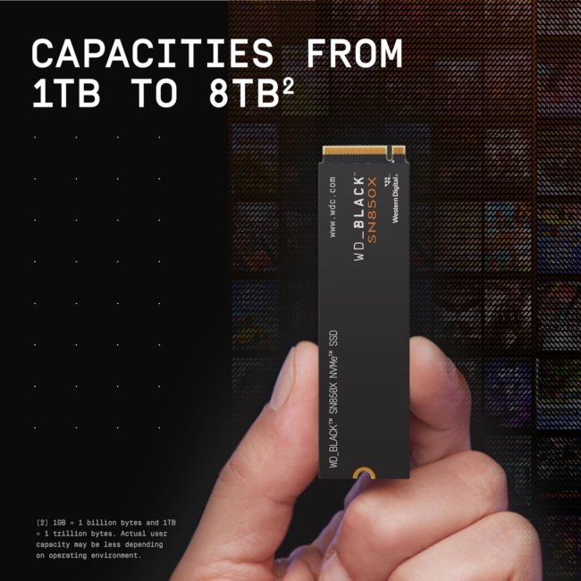 Western Digital WD Black SN850X NVMe 1TB, Upto 7300MB/s R, 6300MB/s W, 5Y Warranty, PCIe Gen 4 NVMe M.2 (2280), Gaming Storage, Internal Solid State Drive (SSD) (WDS100T2X0E) - Image 2