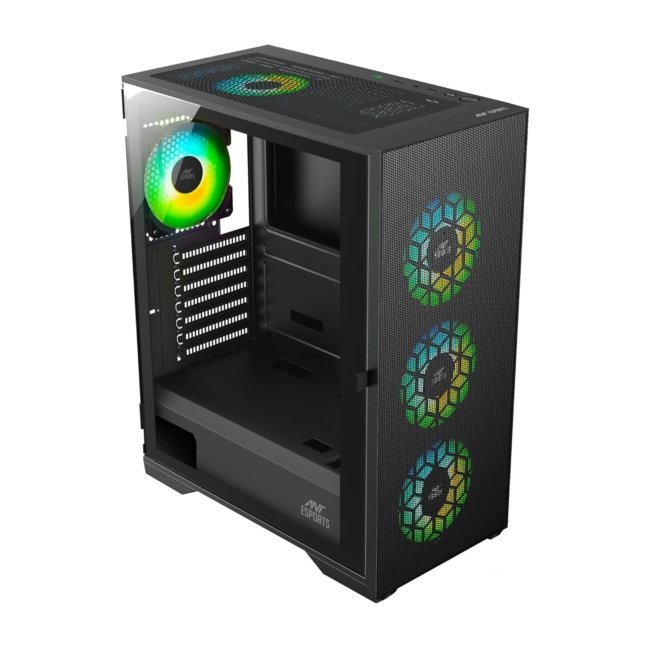 Ant Esports ICE-110 Mid-Tower Computer Case/Gaming Cabinet - Black | Supports E-ATX, ATX, Micro-ATX, Mini-ITX | Pre-Installed 3 x 120mm Front Fans and 1 x 120 mm Rear Fan - Image 3