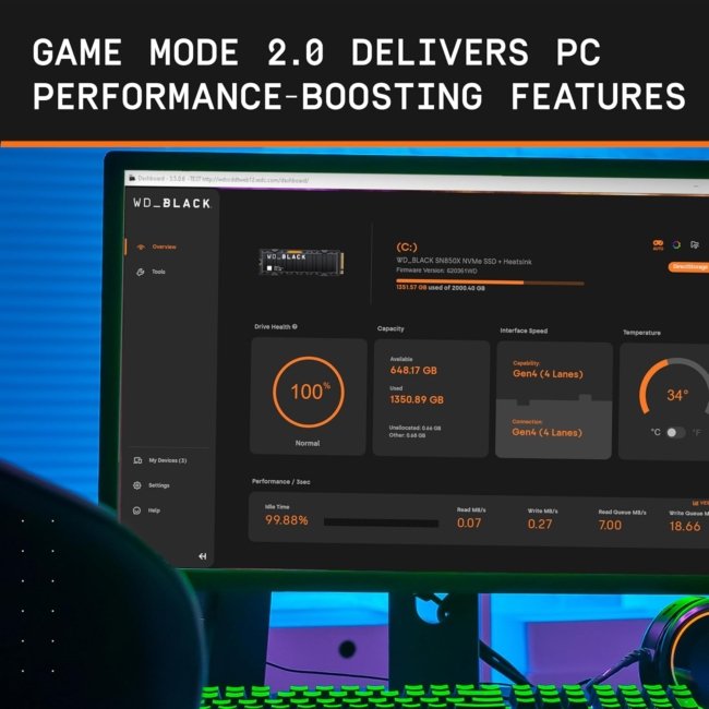 Western Digital WD Black SN850X NVMe 1TB, Upto 7300MB/s R, 6300MB/s W, 5Y Warranty, PCIe Gen 4 NVMe M.2 (2280), Gaming Storage, Internal Solid State Drive (SSD) (WDS100T2X0E) - Image 6