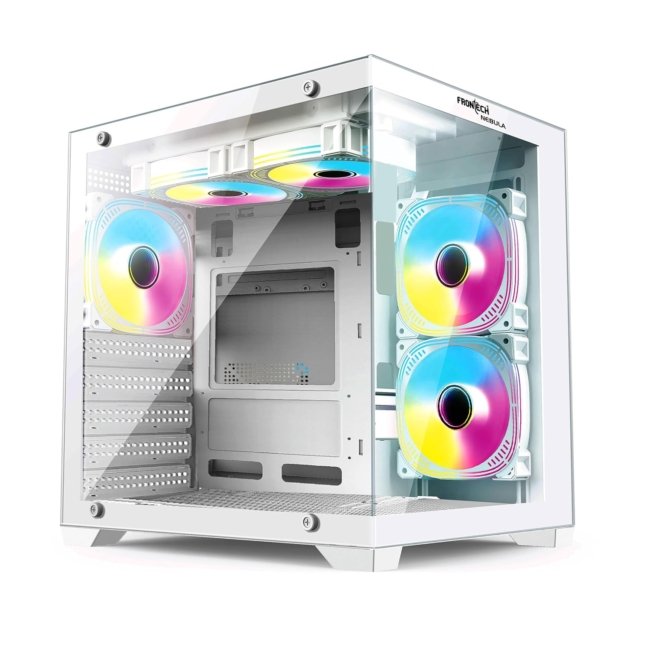 FRONTECH Premium Nebula Gaming Computer Cabinet/Gaming Computer Case with 5 X RGB Fan and Tempered Glass - High Performance| USB 1.1| USB 3.0| Washable Dust Filter| HD Audio (FT-4290)