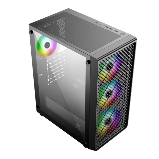Ant Esports 211 Air Mid-Tower Computer Case/Gaming Cabinet - Black | Support ATX, M-ATX, ITX | Pre-Installed 3 x 120mm ARGB Front Fan & 1 x 120mm ARGB Rear Fan - Image 4