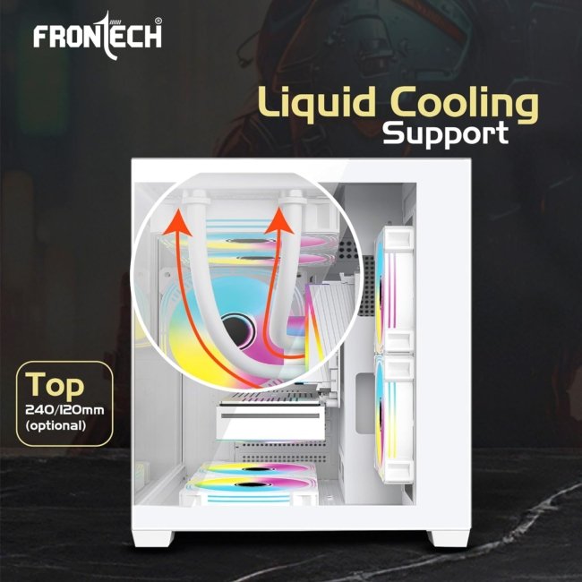FRONTECH Premium Nebula Gaming Computer Cabinet/Gaming Computer Case with 5 X RGB Fan and Tempered Glass - High Performance| USB 1.1| USB 3.0| Washable Dust Filter| HD Audio (FT-4290) - Image 4