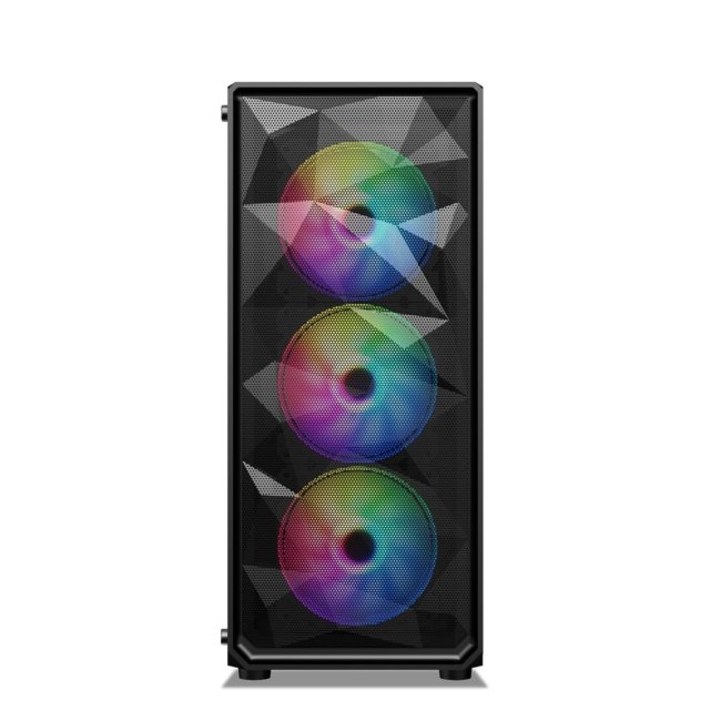 Ant Value Tempered_Glass VM41 Mid-Tower Computer Case/Gaming Cabinet - Black | Support ATX, M-ATX, ITX | Pre-Installed 3 Front & 1 Rear Rainbow Fans - Image 3