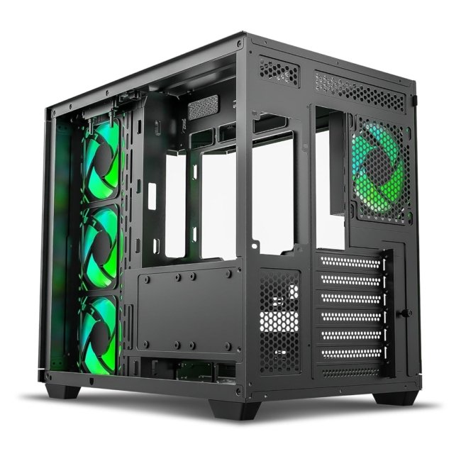 Ant Esports Crystal X11 Mid-Tower High End Computer Case/Gaming Cabinet - Green Black | Support ATX, Micro-ATX, Mini-ITX | Pre-Installed 4 x 120 mm ARGB Fan - Image 5