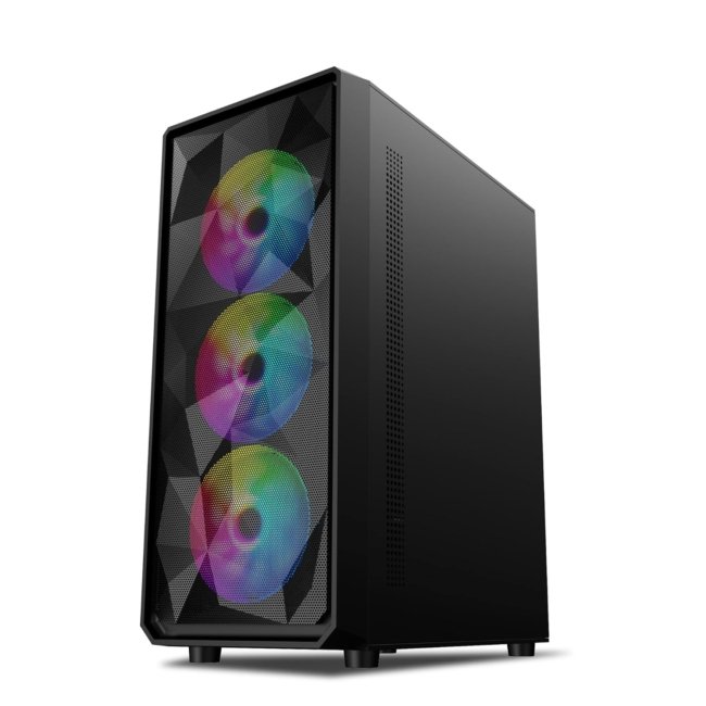 Ant Value Tempered_Glass VM41 Mid-Tower Computer Case/Gaming Cabinet - Black | Support ATX, M-ATX, ITX | Pre-Installed 3 Front & 1 Rear Rainbow Fans - Image 4