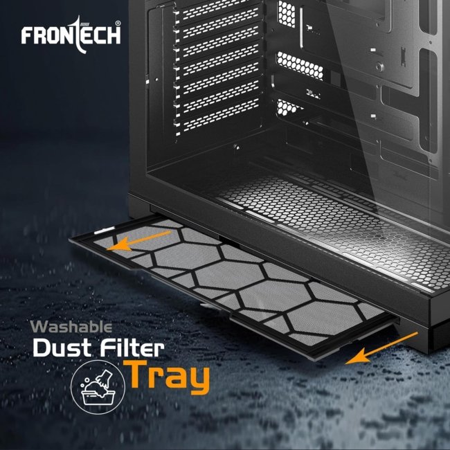 FRONTECH Premium and Gaming Computer Cabinet/Gaming Computer Case with 4 x 120 mm ARGB Fan| Glass Panel | 2XUSB 2.0| 1XUSB 3.0| HD Audio (FT-4343) - Image 4
