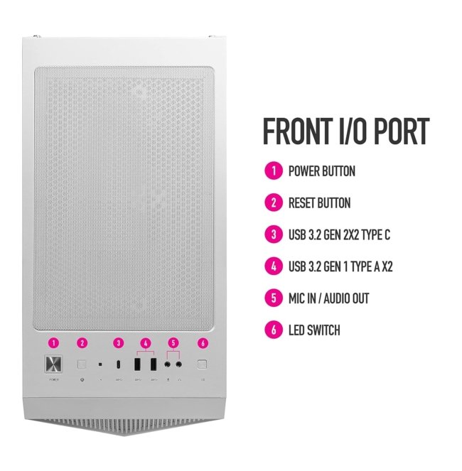MSI MPG GUNGNIR 110R White - Premium Mid-Tower Gaming PC Case - Tempered Glass Side Panel - ARGB 120mm Fans - Liquid Cooling Support up to 360mm Radiator - White Color Case - Image 7
