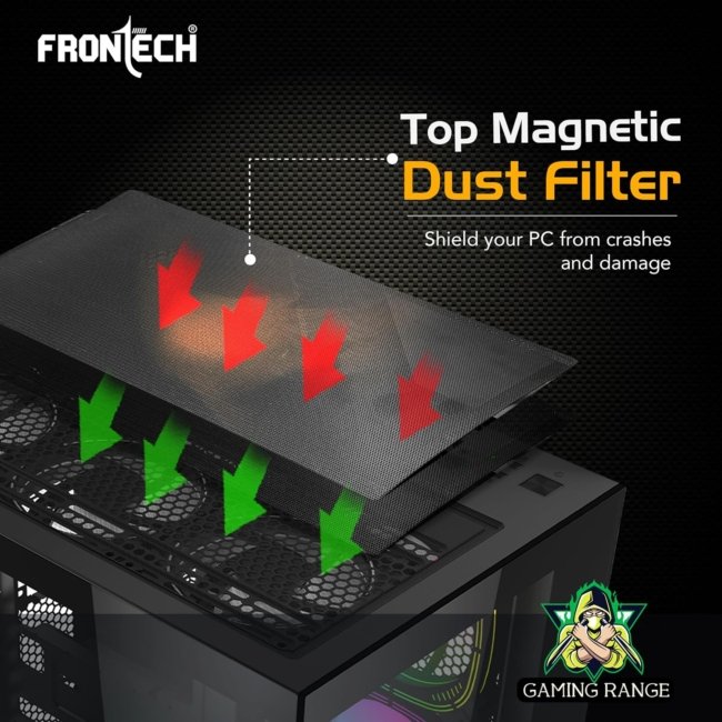 FRONTECH Premium and Gaming Computer Cabinet/Gaming Computer Case with 4 x 120 mm ARGB Fan| Glass Panel | 2XUSB 2.0| 1XUSB 3.0| HD Audio (FT-4343) - Image 2