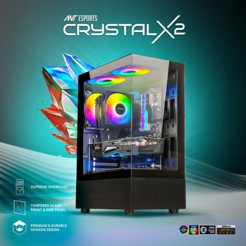Ant Esports Crystal X2 ARGB (ATX) Mid Tower Cabinet (Black) - Image 8